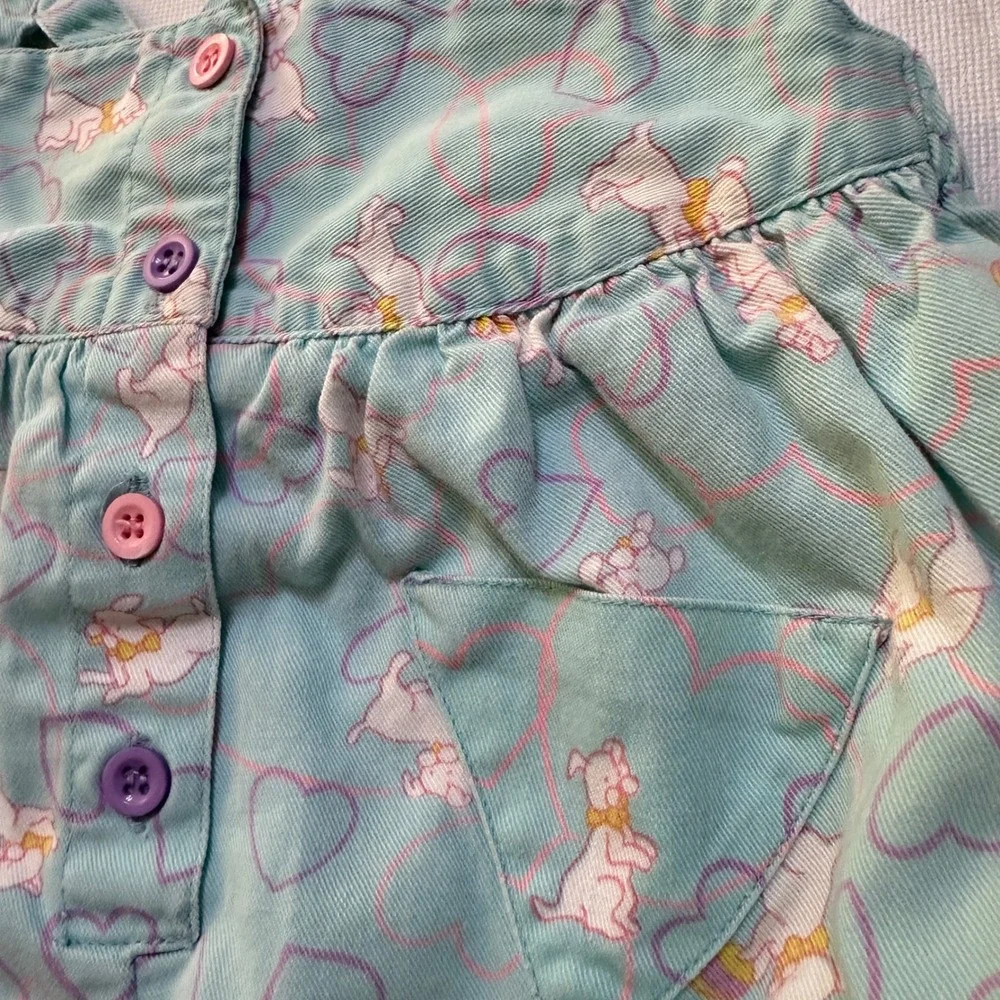 Vintage 1989 Baby Girl Romper 18M Baby Blue Puppy Heart Pastel Kidcore Bubble